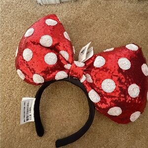Red Sequin Polka Dot Bow Headband - Women’s Hair Accessory